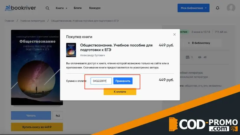 Bookriver промокод: каталог и как правильно активировать бонус