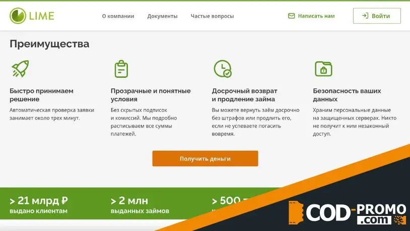 Услуги компании Лайм-Займ