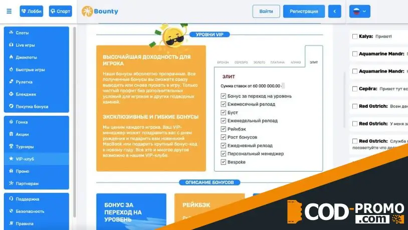 Bounty casino программа лояльности: таблица всех бонусов и привилегий