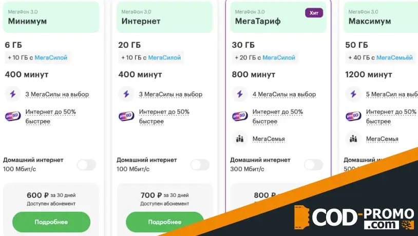 Услуги Мегафон: тарифы, интернет, сервисы