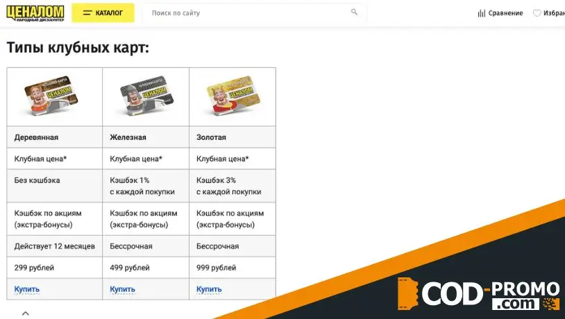 Что представляет собой Клубная карта Ценалом