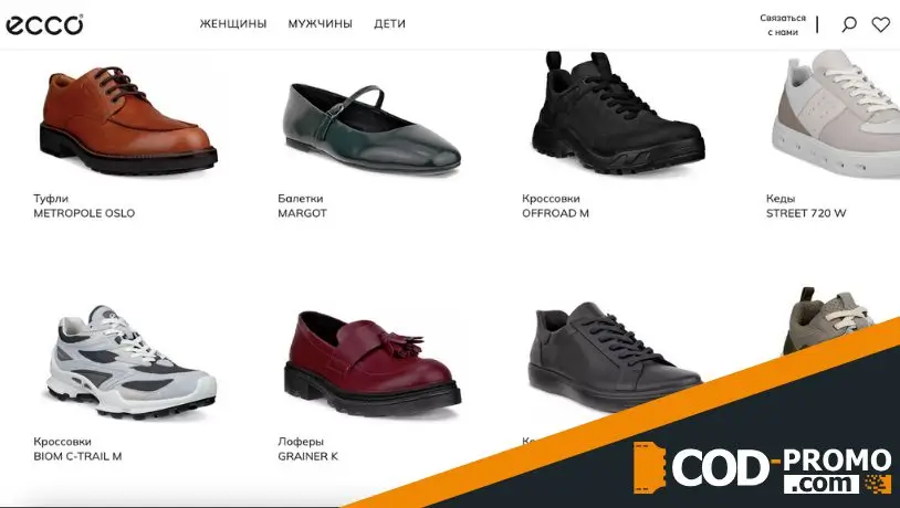 Скидка -5% при оплате онлайн от Ecco: компания и покупки