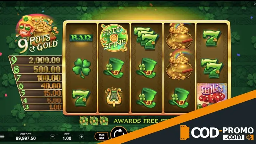 Лучшие слоты ко Дню Святого Патрика - 9 Pots of Gold (Gameburger Studios)