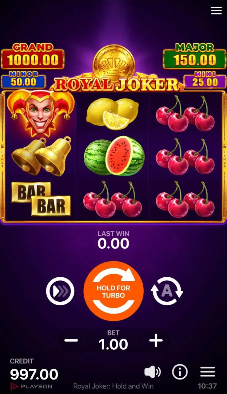 Классические слоты: Royal Joker: Hold and Win от Playson