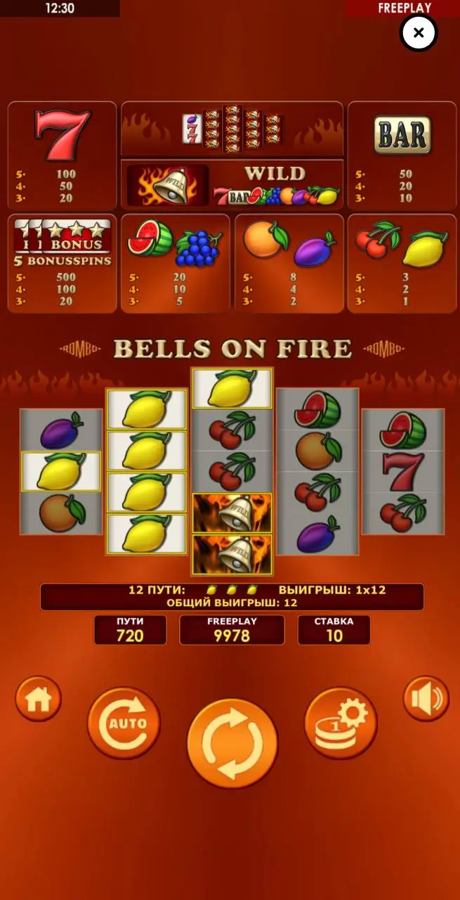 Лучшие слоты Amatic: Bells On Fire Rombo