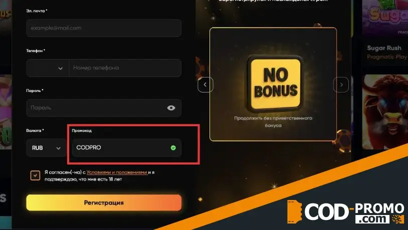 Как ввести BigsBet Casino промокод при регистрации