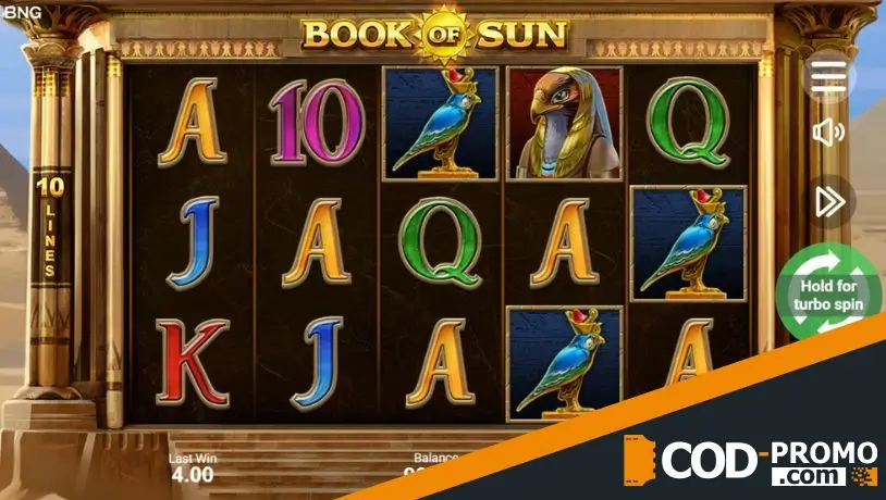 Лучшие низкодисперсионные слоты: Book of Sun от BNG