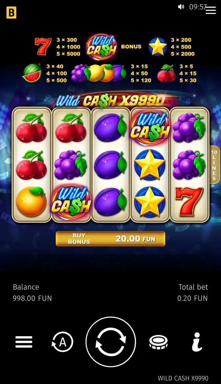 Лучшие слоты на 10 линий: Wild Cash x9990 от BGaming