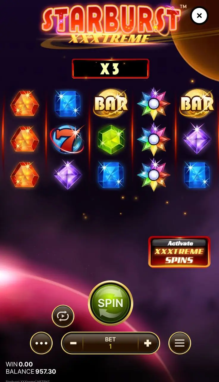 Слоты про алмазы: Starburst XXXtreme от NetEnt