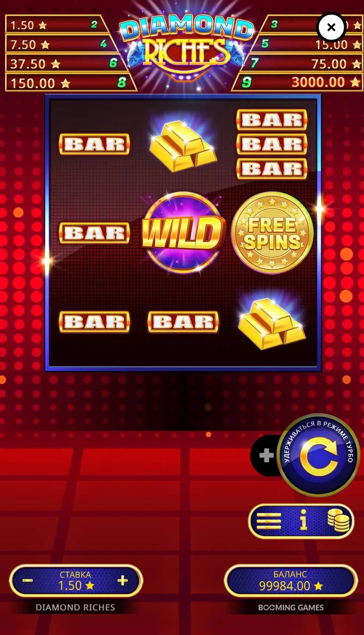 Слоты про алмазы: Diamond Riches от Booming Games